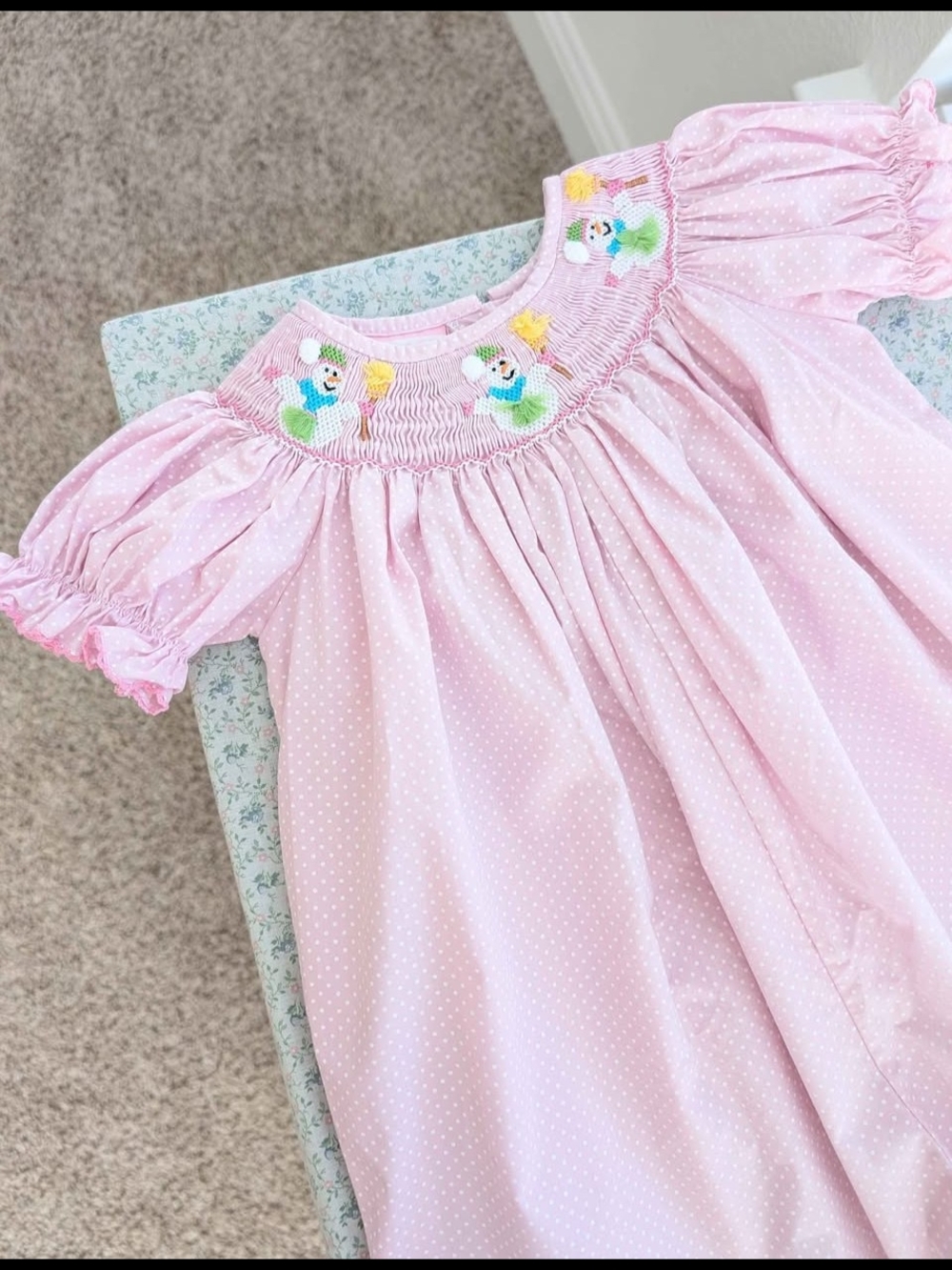 18 Mos Smocked Frosty The Snowman Bubble Romper